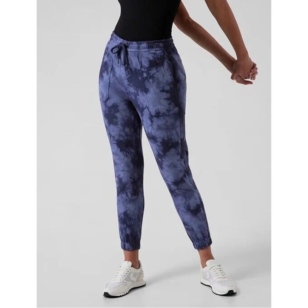 ATHLETA Blue Farallon Jogger Sweatpants Crystal Dye Size XXS Fleece Lounge